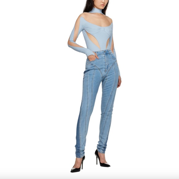 MUGLER Blue Slitted Spiral Jeans US26 - Picture 4 of 17